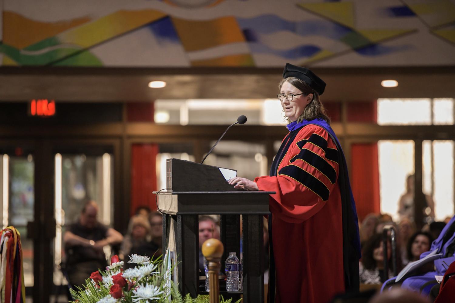 Professor Nina Weisling (education) was selected by the Class of 2023 to be the faculty speaker a...
